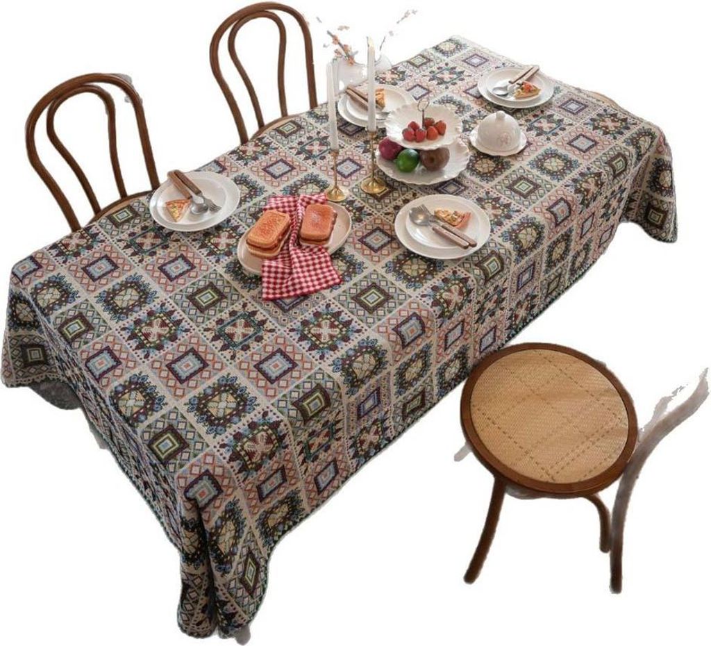 INF Französische Retro-Tischdecke mit Karomuster, Mischgewebe, verschiedene Größen, 1 Stück XS