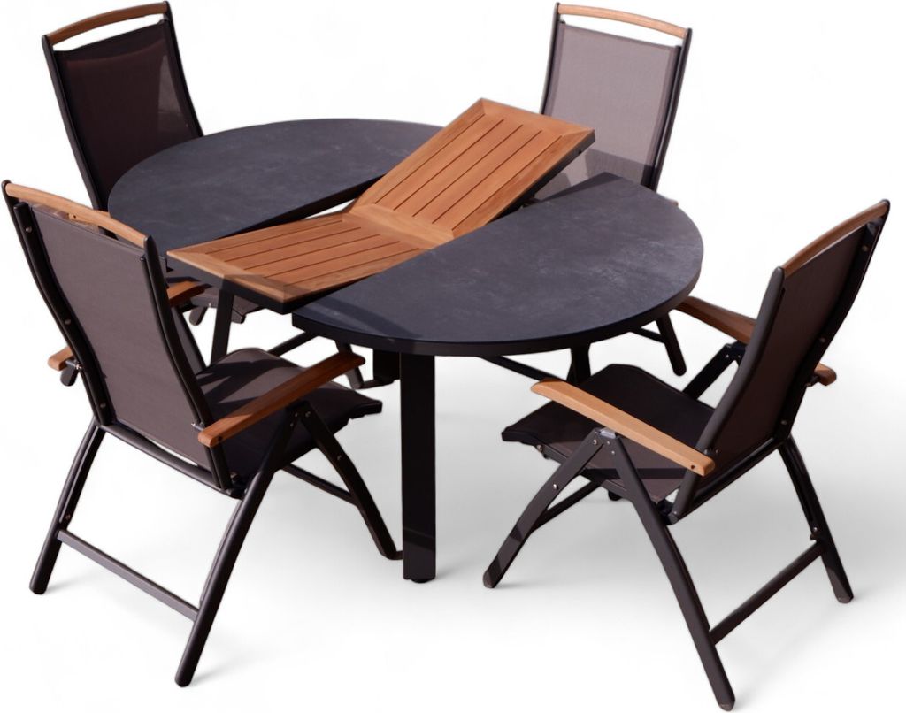 ALEOS. Gartengarnitur Gartenset Aluminium TEAK Set mit Produktbild 