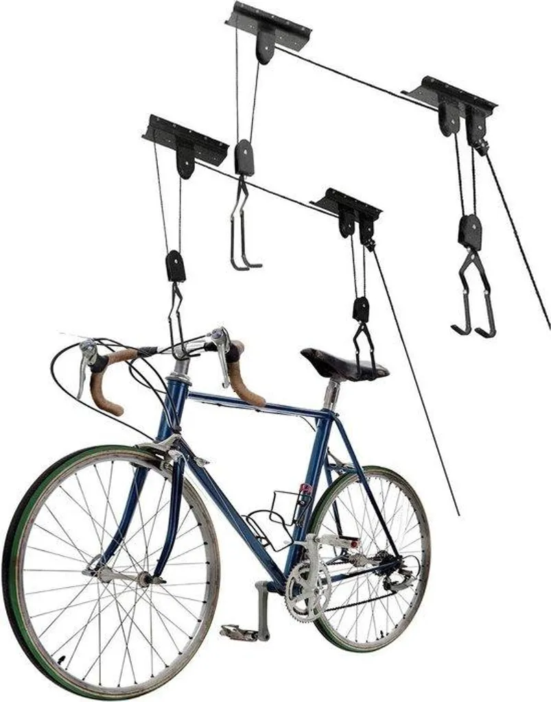 Lot de 2 palans de garage pour vélo et échelle - Capacité 24kg en acier