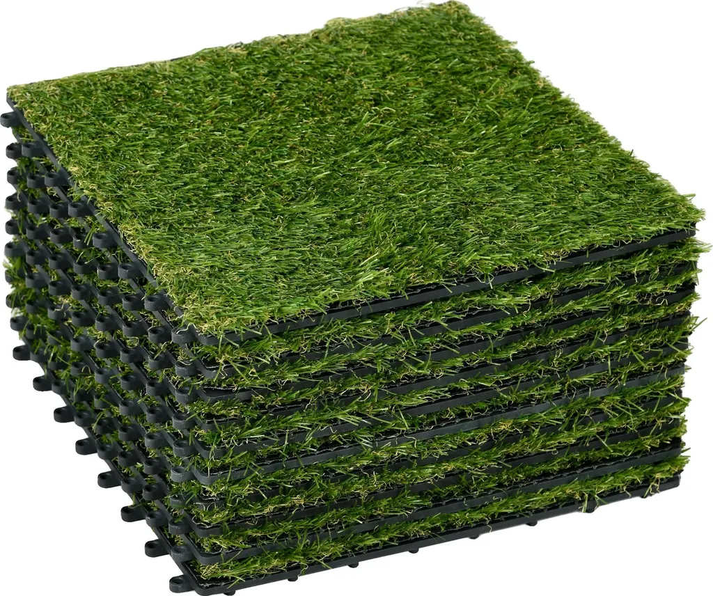 Gazon synthétique pour terrasse et balcon vert foncé facile à poser