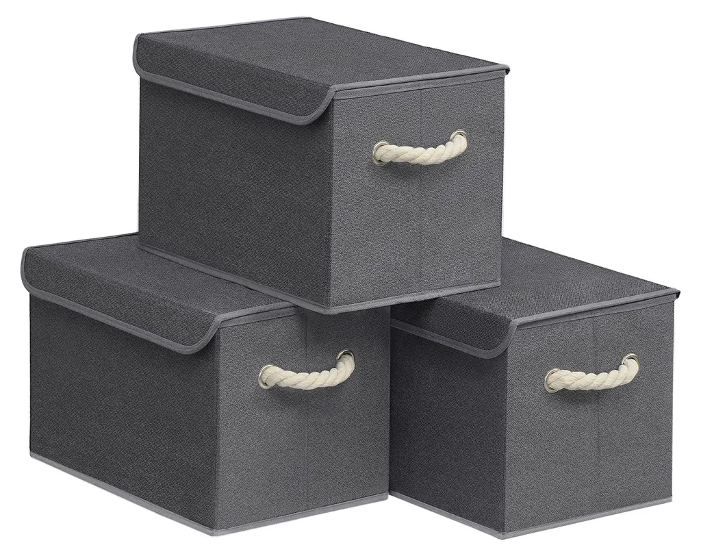 Organiseur de rangement en tissu avec poignées lot de 3 boîtes pliables