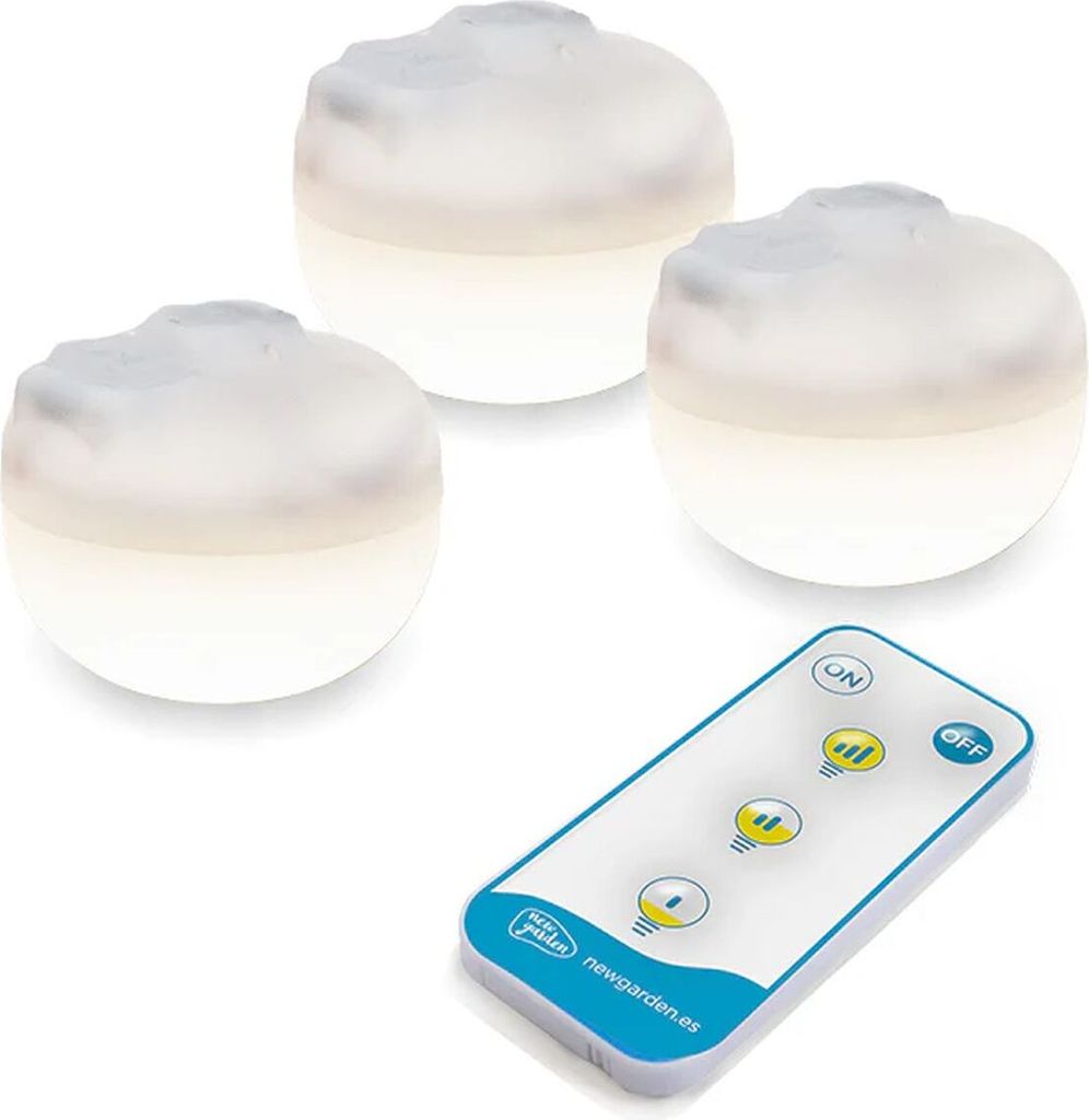 LED Leuchtmittel 3er Set tragbar mit Akku Haken Magnet Ø 6,5 cm 2700 K dimmbar Fernbedienung USB IP54 Campingleuchte