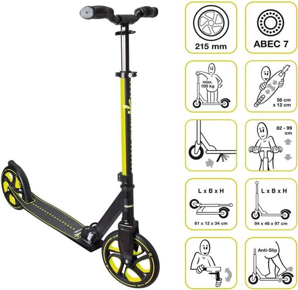 stuntstep Junior Fußbremse Gelb/Schwarz Produktbild 5