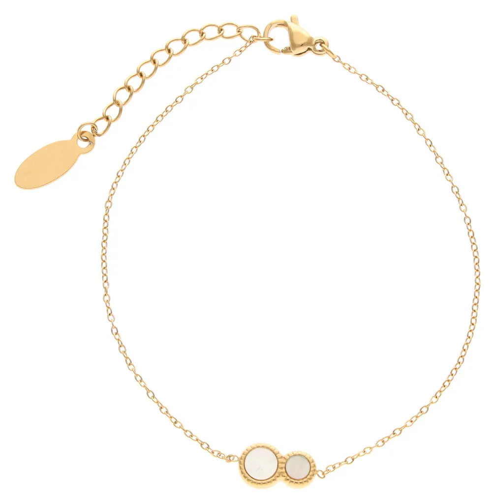 Bracelet NAHIMA pour femme en or blanc véritable, taille unique réglable
