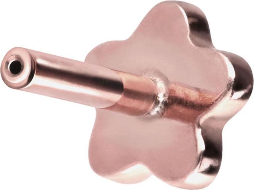 Ohrpiercing, Nasenpiercing Titan Labret mit Push Fit ohne Kugel BLUME RoséGold Stablänge: 6mm | Stabstärke: 1,2mm
