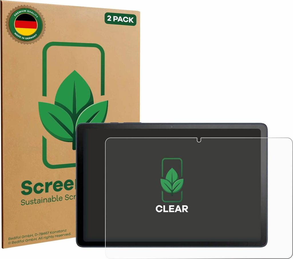 2x ScreenLeaf Schutzfolie für TCL TAB 10L Gen 4 nachhaltiger Displayschutz Display Schutz Folie Klar Transparent