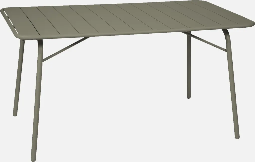 Tavolo da giardino bistrot pieghevole in metallo 6 posti, 140cm, Verde kaki