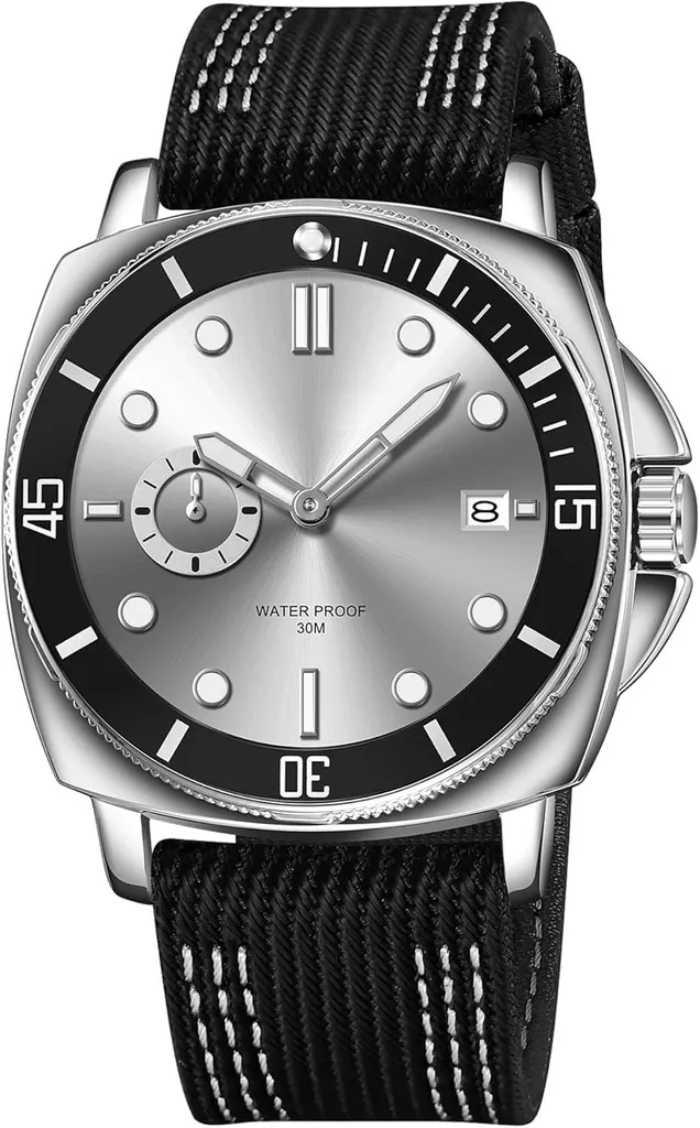 Orologio da uomo Orologio da uomo Uomo Orologi da polso Orologi da uomo analogici da uomo Cinturino in nylon con movimento al quarzo di precisione Resistenza all'acqua 30 m