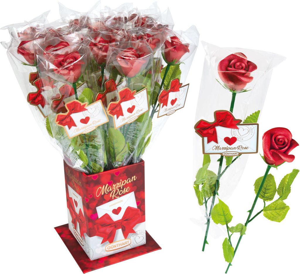 Günthart 20 Rosen am Stiel aus Marzipan - Höhe ca. 420 mm Produktbild 