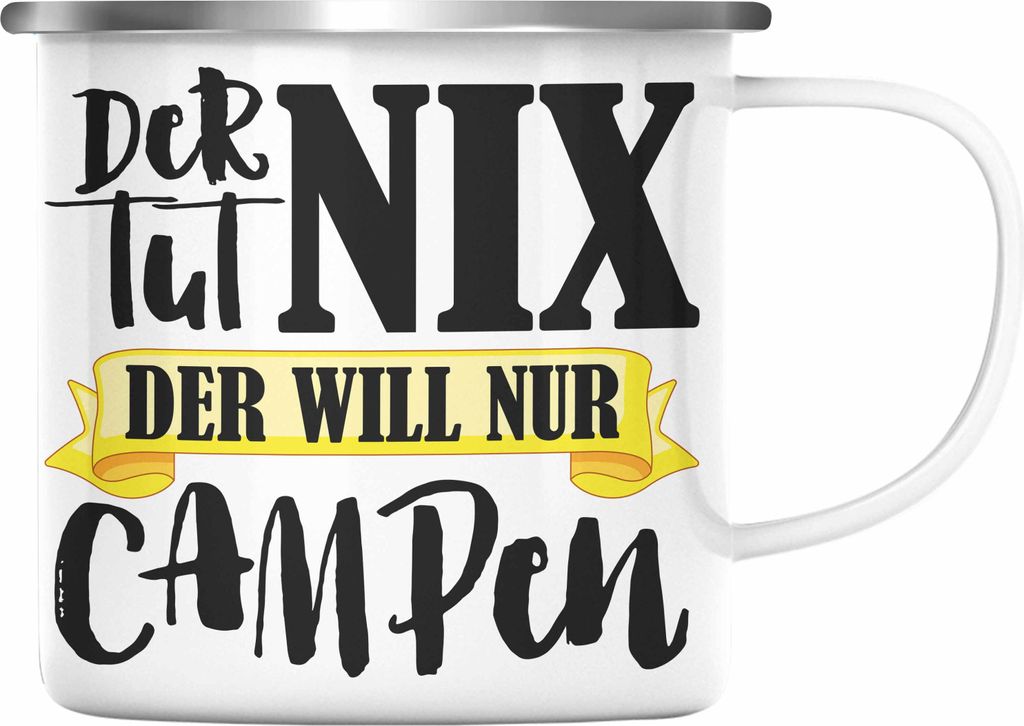 Trendation - Wohnwagen Camper Emaille Tasse Geschenke Wohnmobil Männer Campingwagen Geschenkidee Zubehör Camping Opa Oma Rentner Lustig Grafik (S...