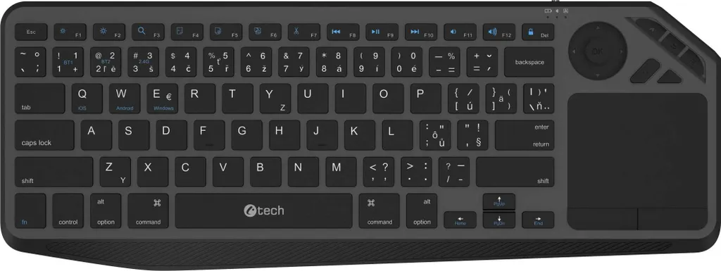 Clavier C-TECH WLTK-02 sans fil avec Touchpad intégré, AZERTY Noir