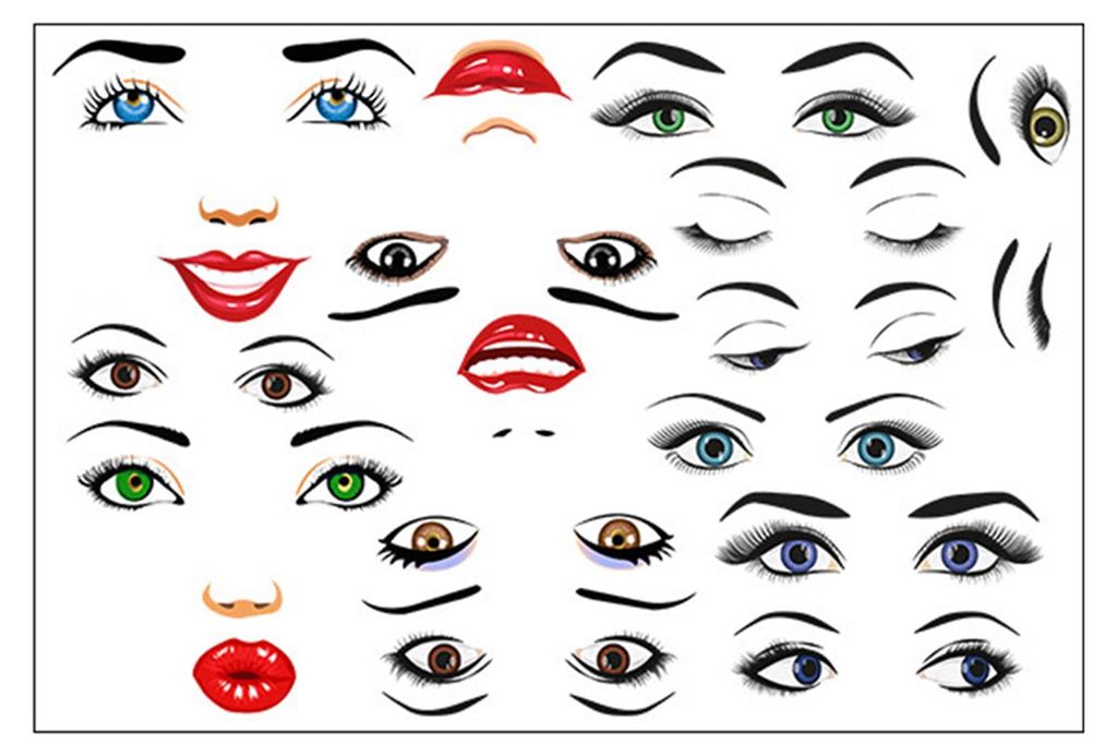 1/2 Blatt Gesichtsausdruck-Aufkleber, wasserfest, PVC, selbstklebend, DIY-Bastelarbeiten, Damen-Gesichtszüge, Augen, Augenbrauen, Mund, Nase, Deko...