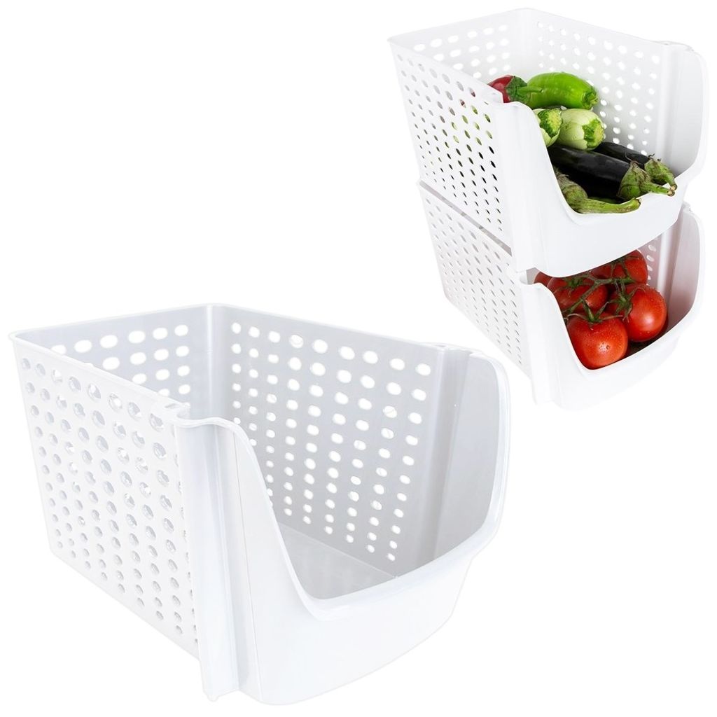 Pratico cestino in plastica bianca per frutta e verdura Immagine del prodotto 