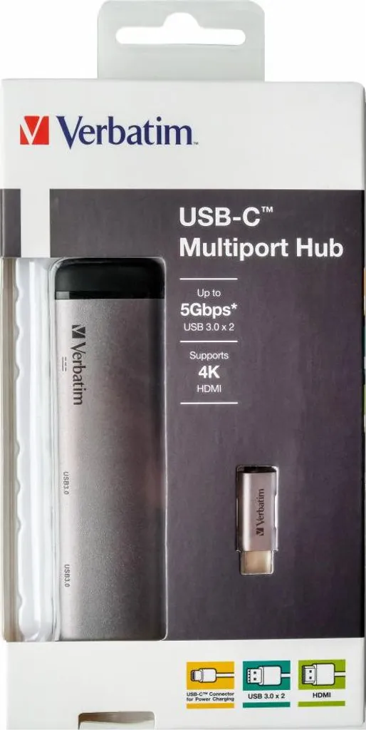 Hub USB-C Verbatim 49140 Ultra Compact 4 en 1 HDMI et USB 3.0 Argent