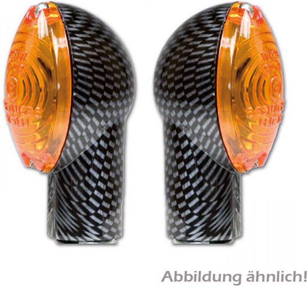 Micro-Blinker, Carbonlook, lang, gelbes Glas,*