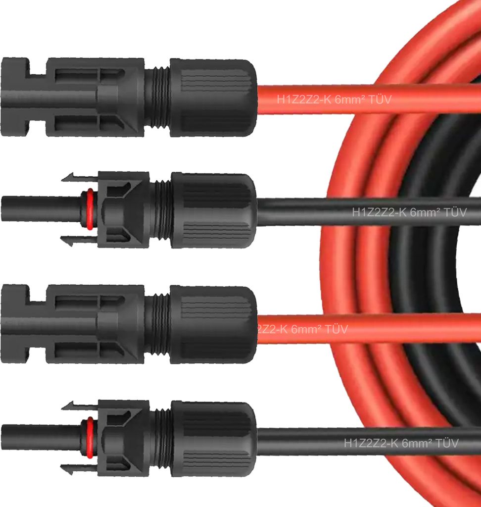 Solar Verlängerungskabel Solarkabel Stecker 1500V f. Solarmodule 4mm² 6mm² KabelSteuersatz:0% gem. § 12 Abs. 3 UStG;Kabellänge:2x 7M 4mm²