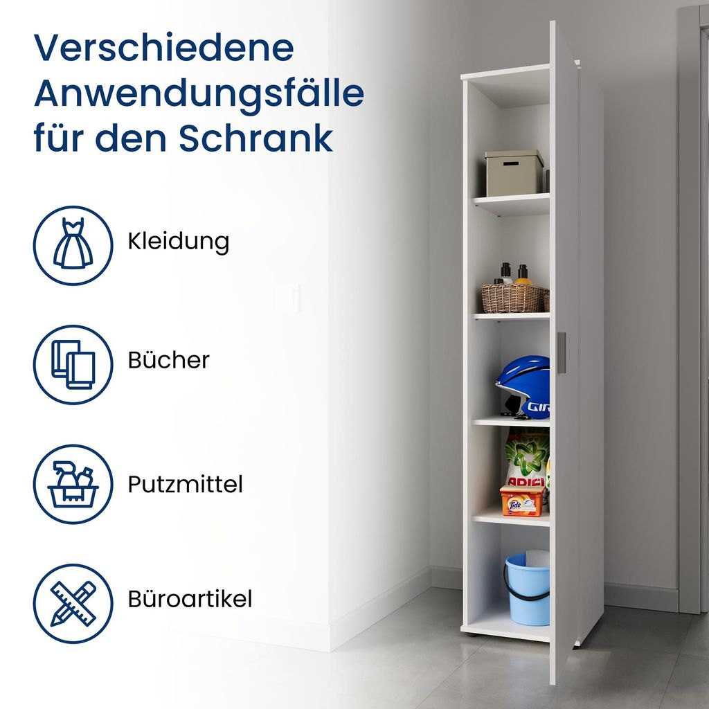 Schmaler Mehrzweckschrank 40 cm breit, Weiß