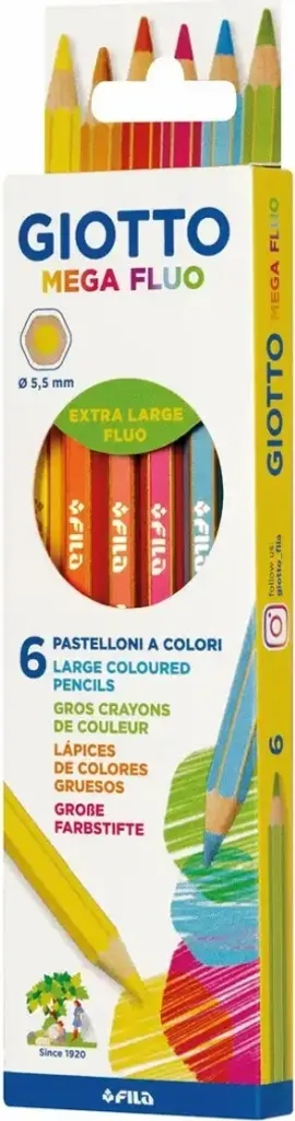 Set 6 Pastelli Giotto F225700: Colori Sicuri per Bambini Creative