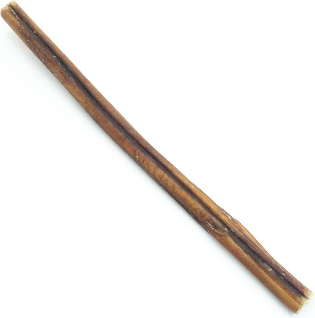 A single, long, brown chew stick for dogs, presented on a white background.