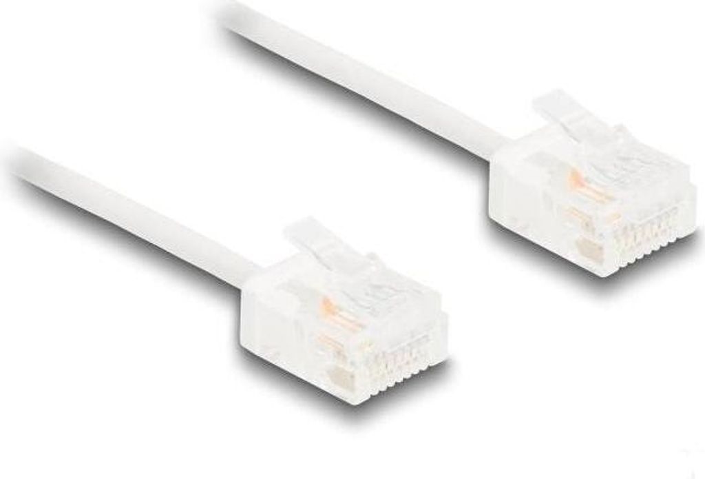 Delock RJ45 Netzwerkkabel Cat.6 UTP Ultra Slim 5 m weiß mit kurzen Steckern
