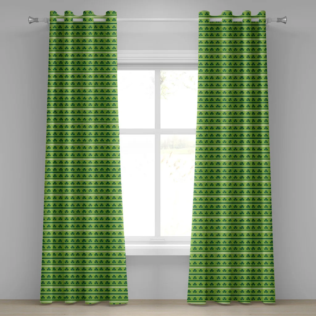 Rideau à œillets vert ABAKUHAUS motifs irlandais trèfles 280x245cm