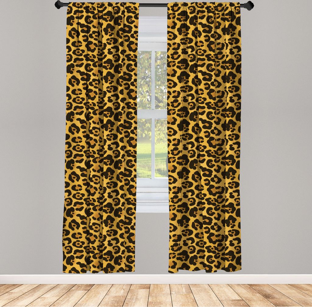 ABAKUHAUS Leopard-Druck Vorhänge, Gardinen, Rhythmische Muster der natürlichen Tierhaut Wildkatzen, 2 Stück 75 x 245 cm, , Erde Gelb Bernstein