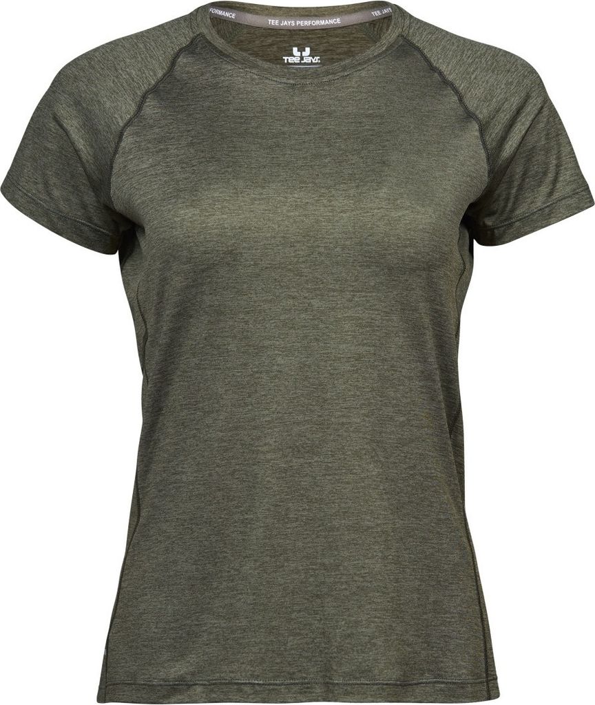 Tee Jays Damen Cool Dry T-Shirt, Kurzarm BC3324 (S) (Olivgrün meliert)