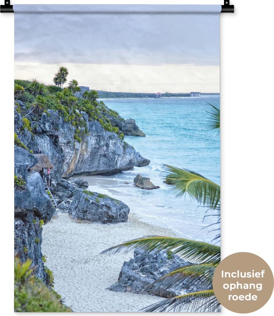 MuchoWow Wandteppich Wandbehang Tulum die alte Hafenstadt am Karibischen Meer in Mexiko 60x90 cm Tapisserie Dekoration Wandtuch - Foto-Teppich - ...
