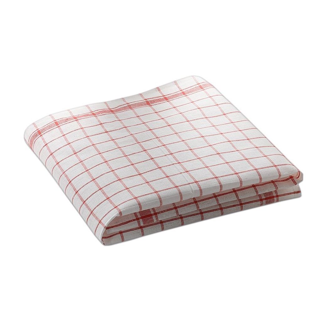 Küchentuch weiß-rot : 50% Leinen 50% Baumwolle 80 g/Stück : weiß / rot