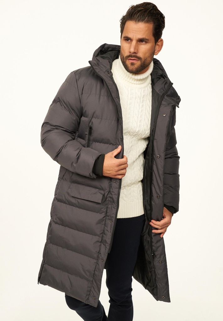 OneRedox Herren Parka mit Kapuze als Winterjacke - Langer Steppmantel Herren warme Pufferjacke Steppjacke - Langer Wintermantel
