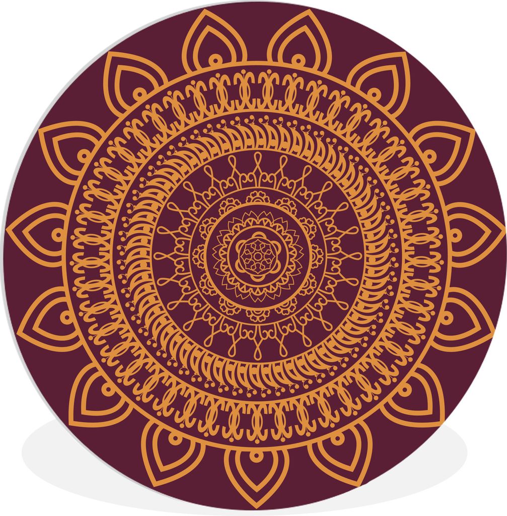 MuchoWow Rundes Wandbild - Runde Bilder Mandala-Symmetrie Ø 60 cm Kreis Wanddekoration Kunststoff - Wandkreis - Wandschmuck - Wand Kreis - Das S...