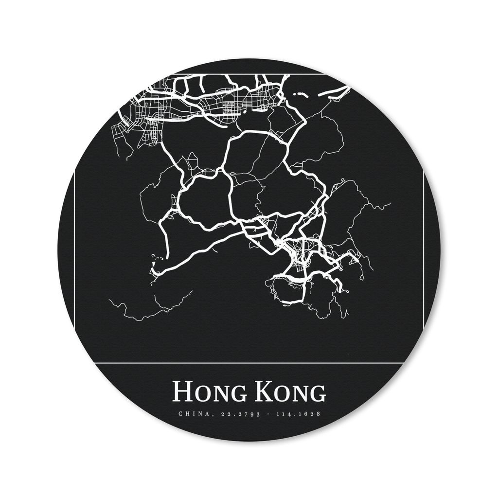 MuchoWow Mauspad Mousepad Hongkong - Karte - Stadtplan - Karte der Stadt 20x20 cm - Mousepads - Maus Mat - Pad - Mausunterlage - Schreibtischmatte