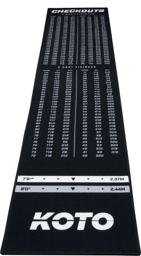 Tapis de fléchettes antidérapant KOTO 285x60 cm protection de sol noir