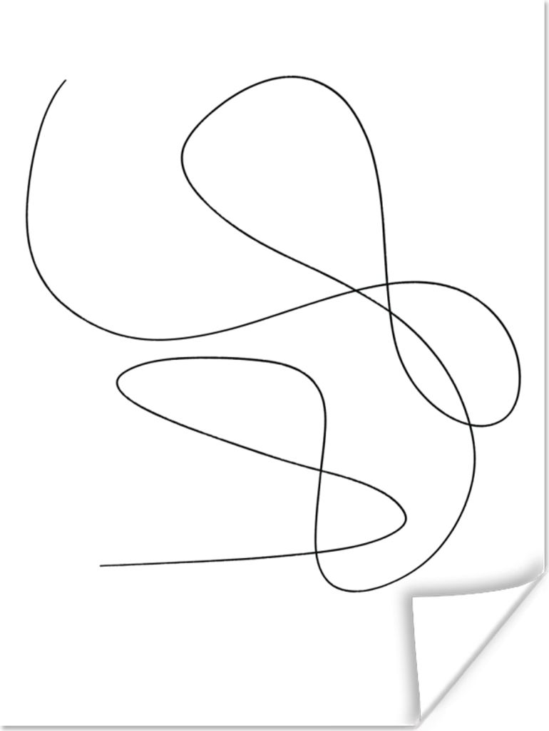 MuchoWow Poster Linienkunst - Minimalismus - Abstrakt 90x120 cm - Wohnzimmer