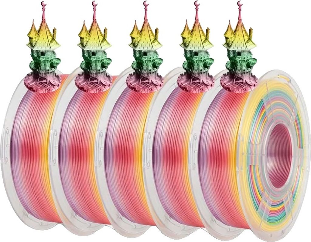 JAYO 3D Filament, Dreifarbige, Hohe Schichthaftung ,SILK Regenbogen 01