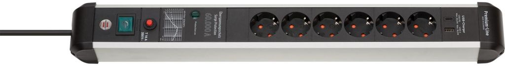 Premium-beschermingsstrip met 6 stopcontacten Productafbeelding 