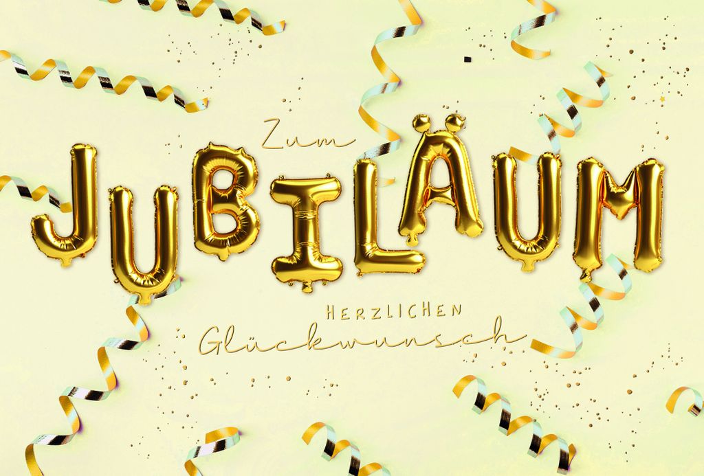 Jubiläum Karte mit Briefumschlag Schriftkarte, mit Goldfolie