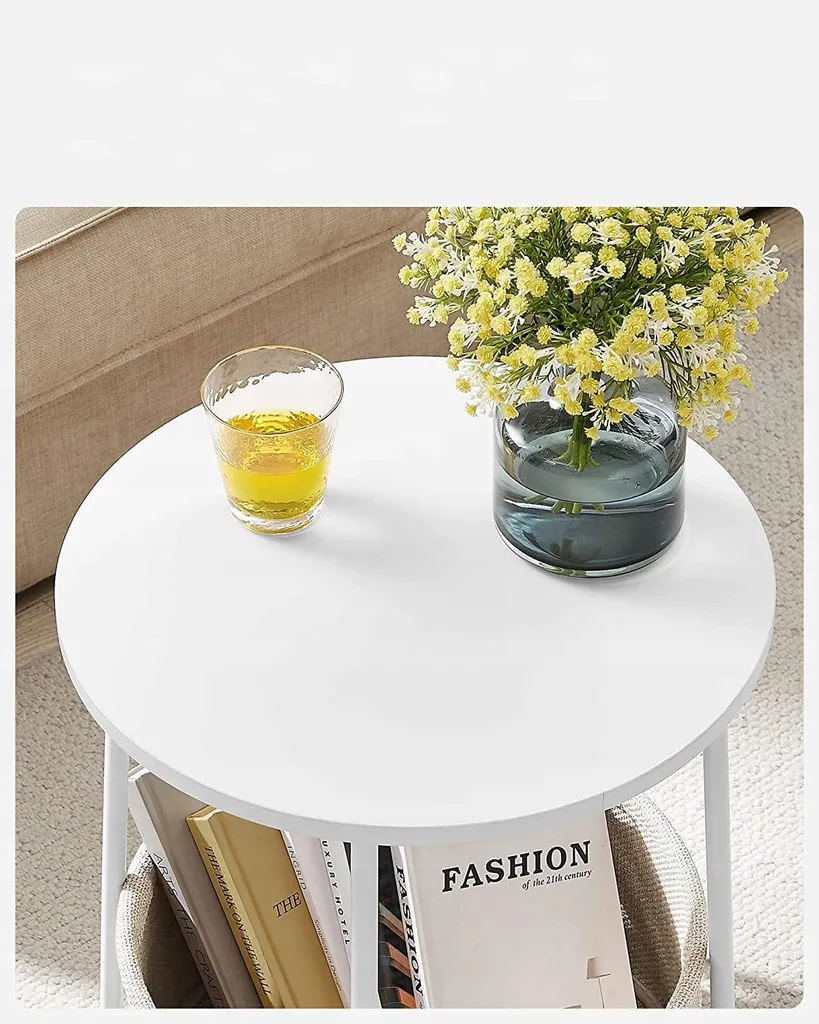 Table d'appoint blanche SALMA : la solution rangement pour petit salon