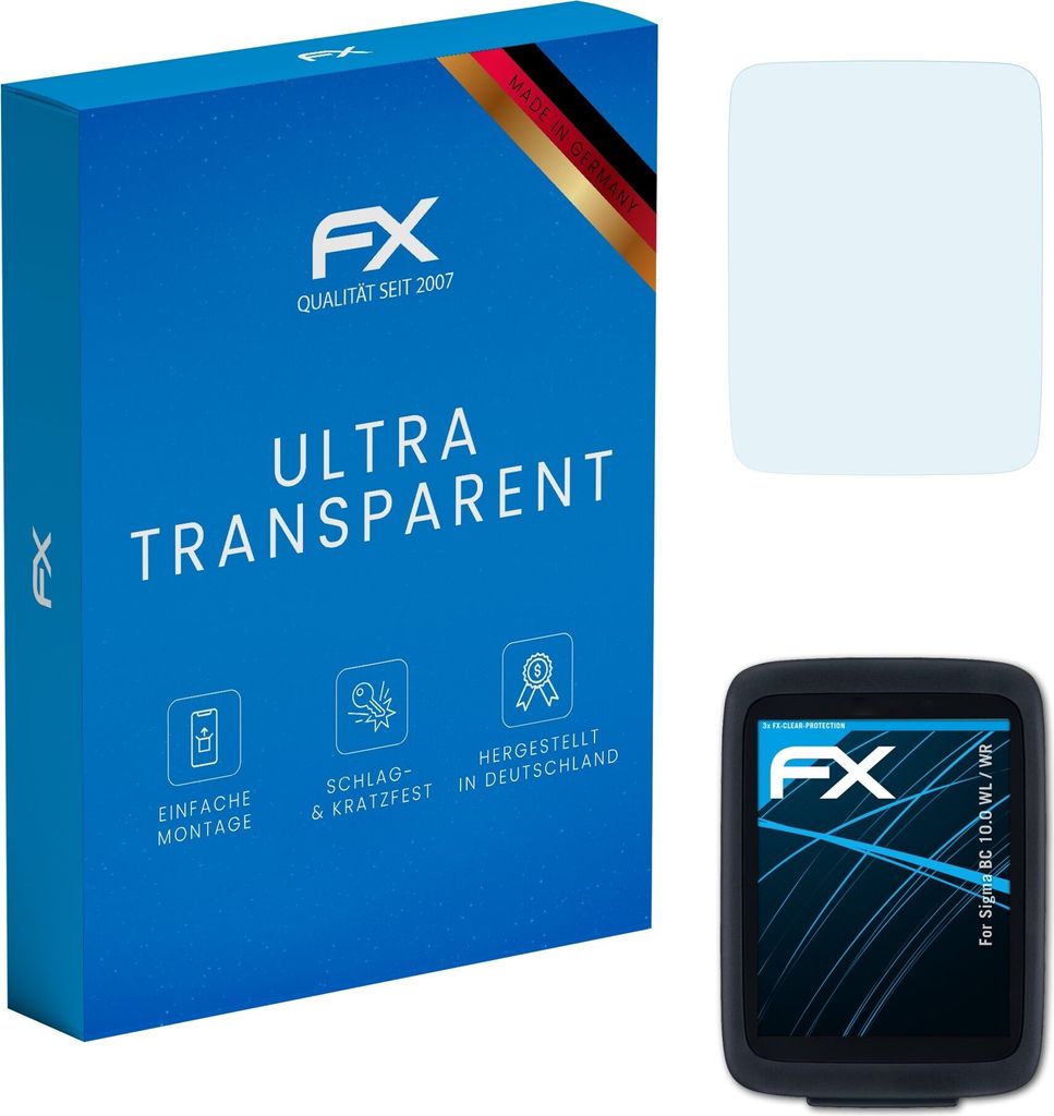 atFoliX FX-Clear 3x Schutzfolie kompatibel mit Sigma BC 10.0 (WL / WR) Displayschutzfolie