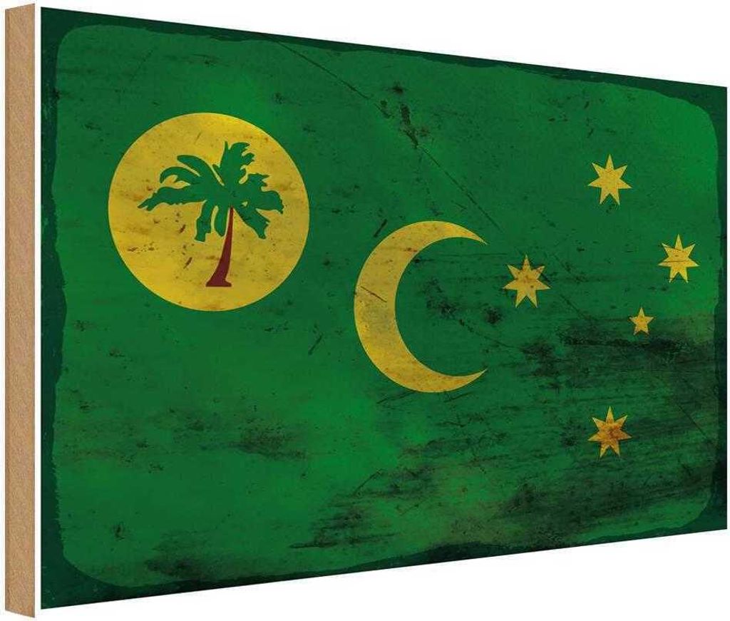 vianmo Holzschild 30x40 cm Kokosinseln Cocos Islands Flagge Fahne Wappen