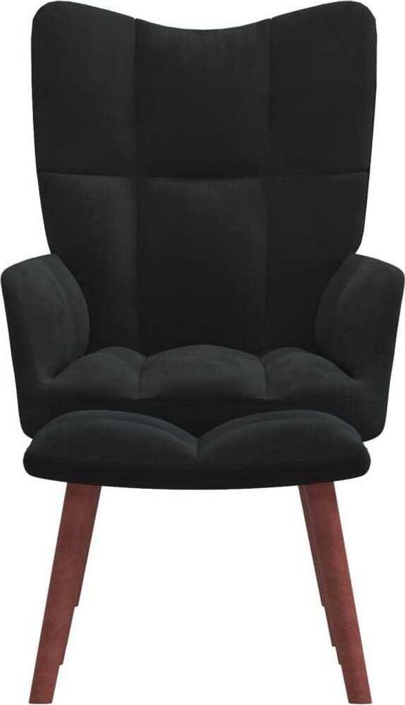 Cloris DesignMöbel Fernseh- & Relaxsessel - Schwarz Relaxsessel mit Hocker Schwarz Samt Schlichtes5109904