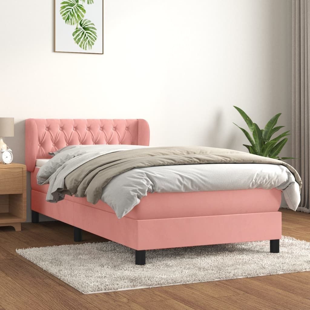 Maison Exclusive - Boxspringbett mit Matratze Rosa 100x200 cm Samt