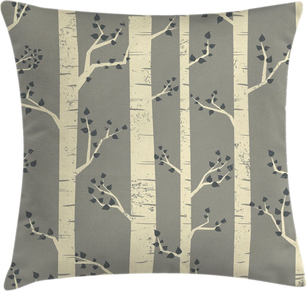 ABAKUHAUS Grau Kissenbezug, Birkenbäume Natur Boho, Waschbar mit Reißverschluss Kissenhülle mit Farbfesten Klaren Farben Beidseitiger Druck, 40 ...