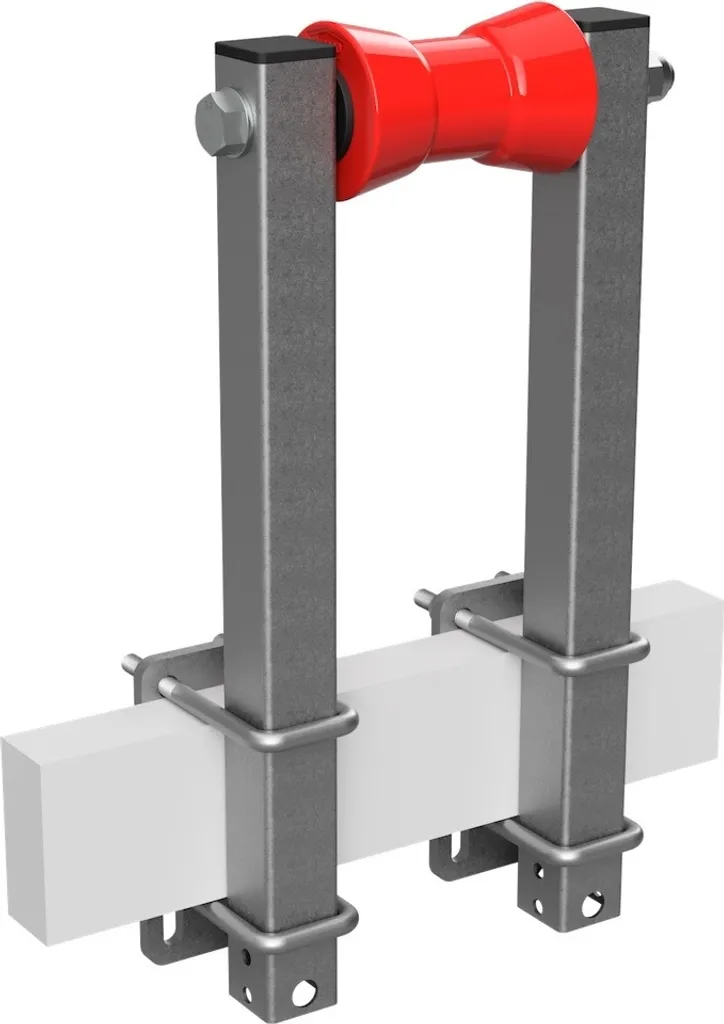 Supporto Chiglia Rimorchio SUPROD: Rullo Rosso Poliuretano 130x450mm - 1