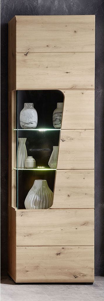 Vitrine Standvitrine Beistellschrank Holzvitrine Vitrinenschrank "Filmer II" Artisan Eiche
