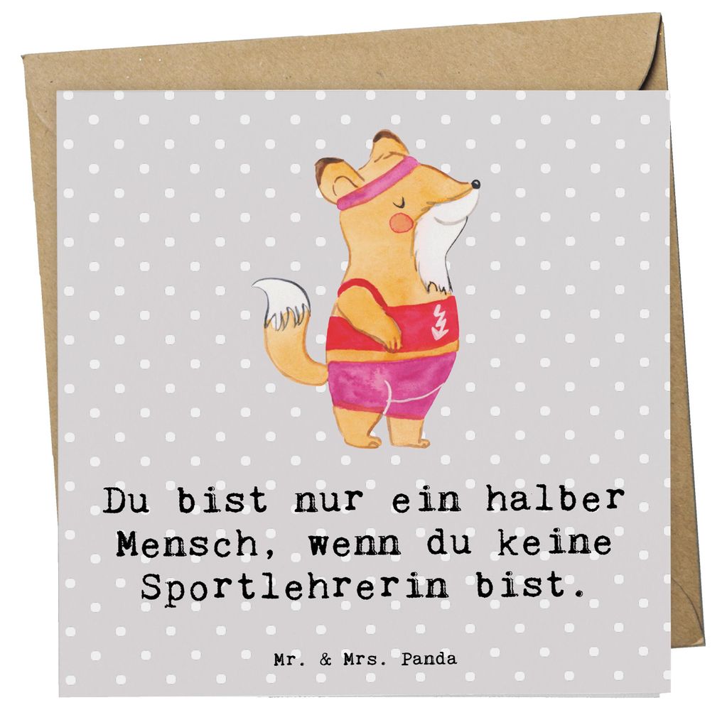 Mr. & Mrs. Panda Grußkarte Sportlehrerin Herz - Grau Produktbild 