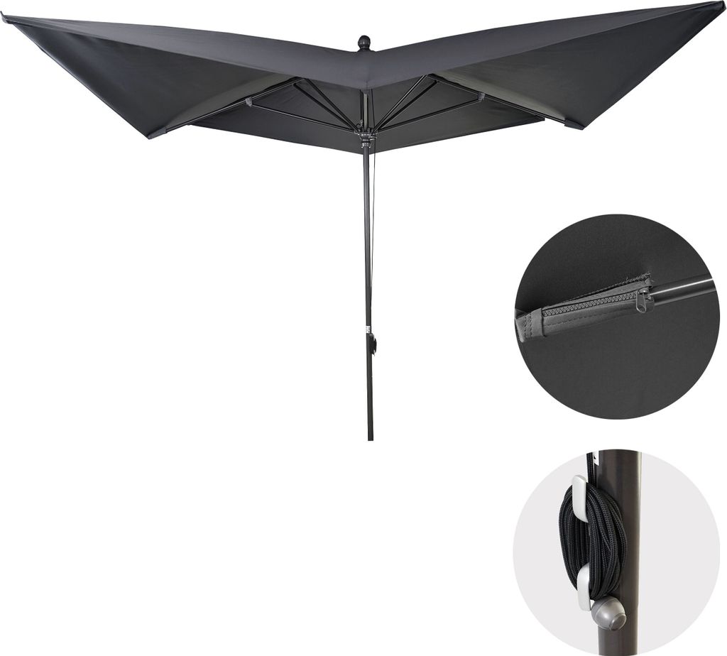 Luxus-Sonnenschirm MCW-A37, Marktschirm Gartenschirm, 3x3m (Ø4,24m) Polyester/Alu 10kg anthrazit ohne Ständer