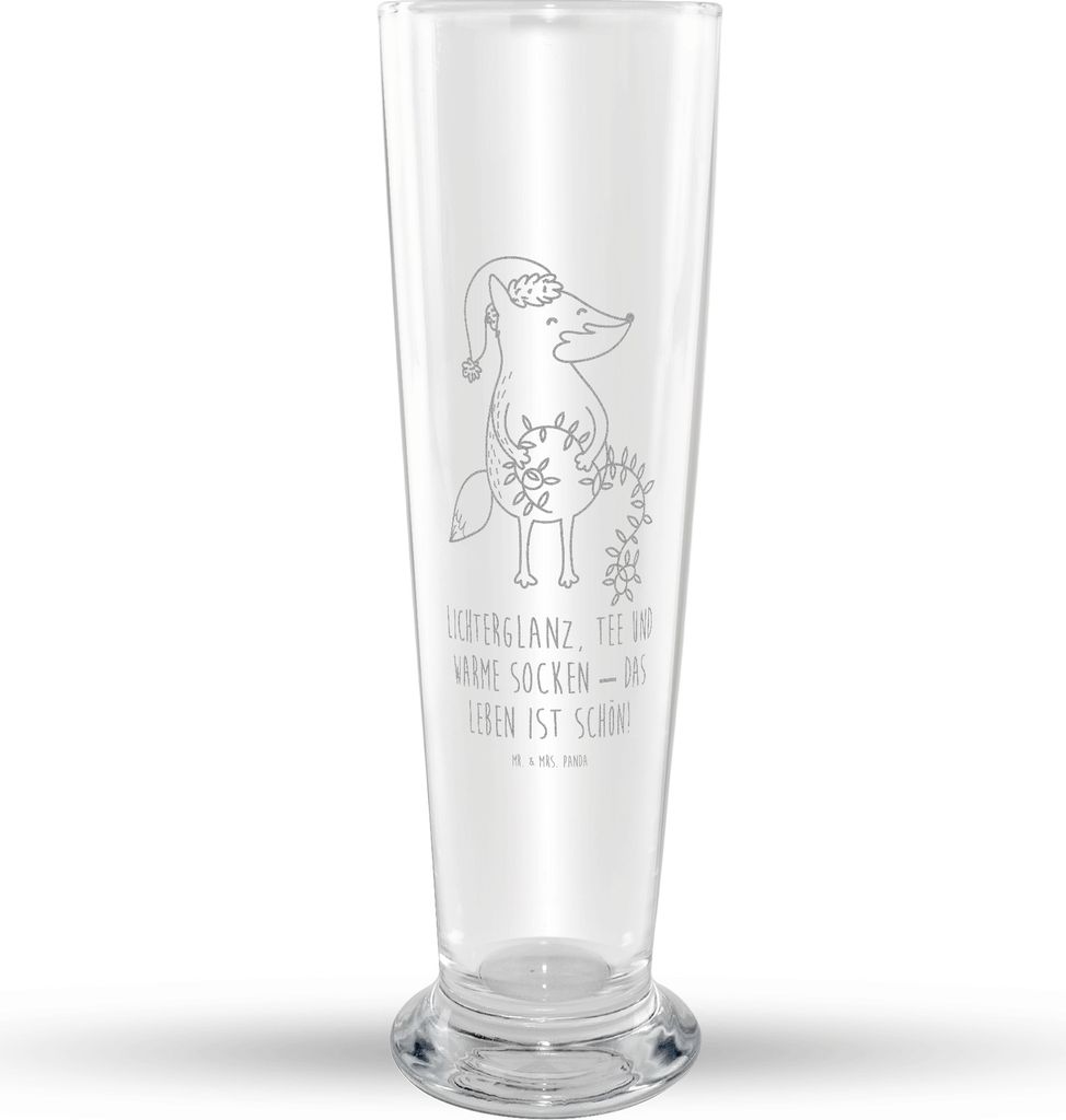 Mr. & Mrs. Panda Bierglas Fuchs Weihnachten - Transparent - Geschenk, Weizenbier Glas, Weihnachtszeit, Weihnachtsmann, Nikolaus, Heiligabend, Weiß...