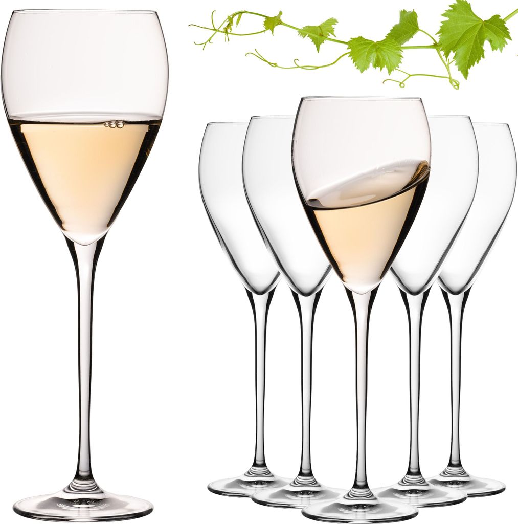 IMPERIAL Tropfenförmige Weißweingläser 350ml "Paris" Set 6-Teilig Weingläser aus Crystalline Glas Spülmaschinenfest