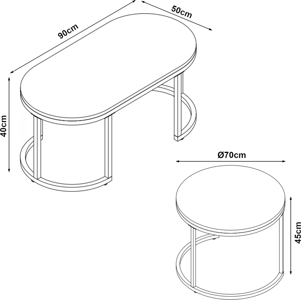 Petite table basse de salon Oppeerg pour déco moderne aspect marbre - 4